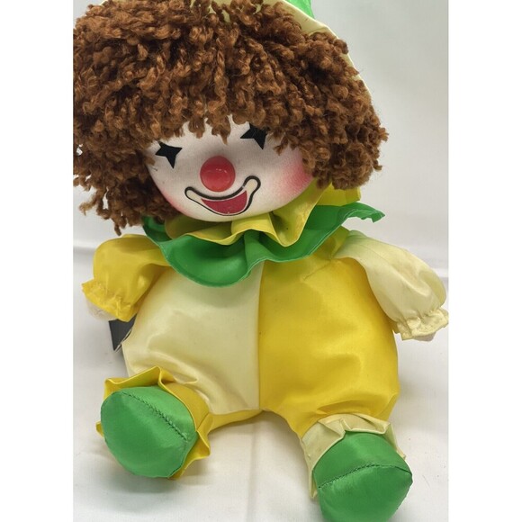 Vintage Faratak Inc Wind Up Musical Clown Doll Toy 1980s Green Yellow Works Rare - Picture 10 of 16